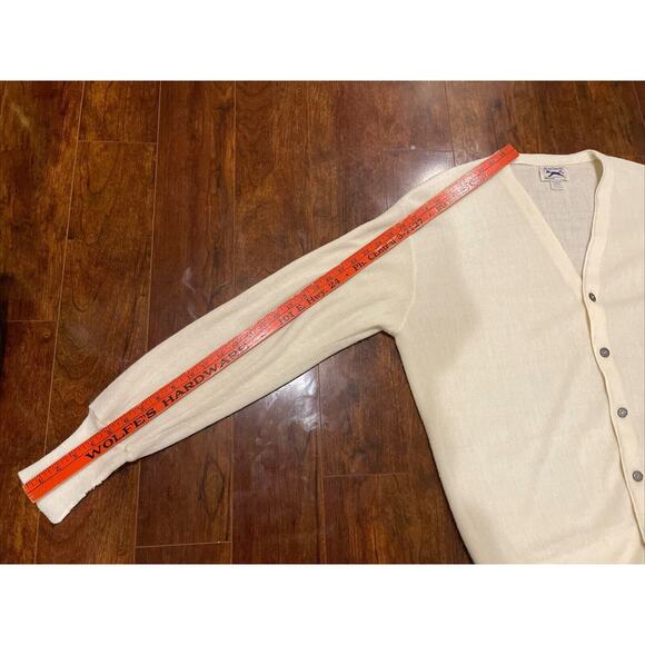 Vtg JC Penney Grandpa Core Button-Up Cardigan Ladies Yellow L Made in USA - Picture 5 of 6